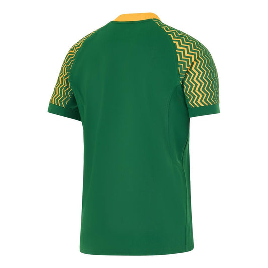Springboks Sevens Home Rugby Shirt Adults β Green and Gold South Africa Rugby Jersey Back View