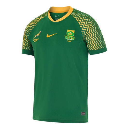 Springboks Sevens Home Rugby Shirt Adults – Green and Gold South Africa Rugby Jersey Front View